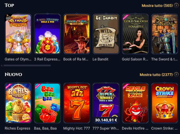 Cazeus Casino giochi